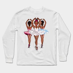 African American ballerina - #009 brown skin ballerinas and a pink bow. Top 10 best Black girl gifts Long Sleeve T-Shirt